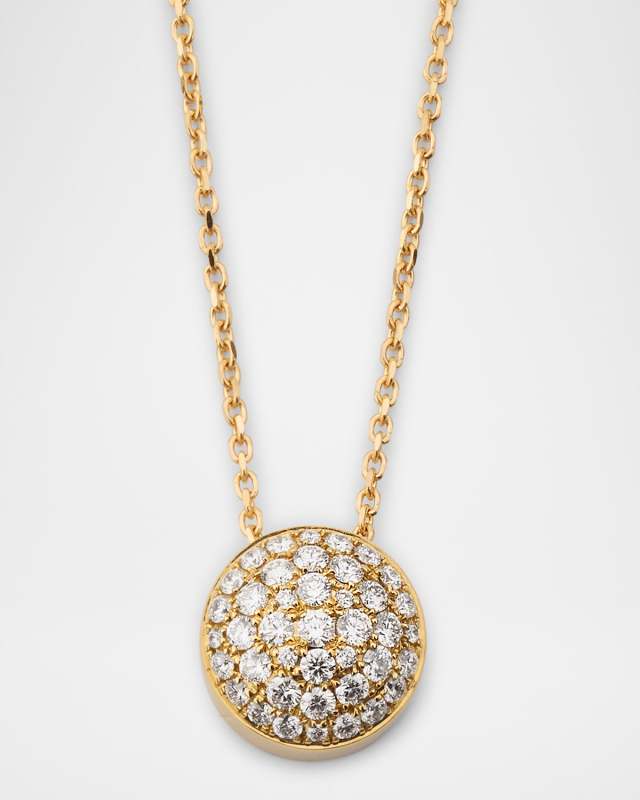 18K Yellow Gold Round Candy Necklace with Full Diamond Pave